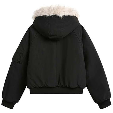 Black Faux Fur Bomber Jacket